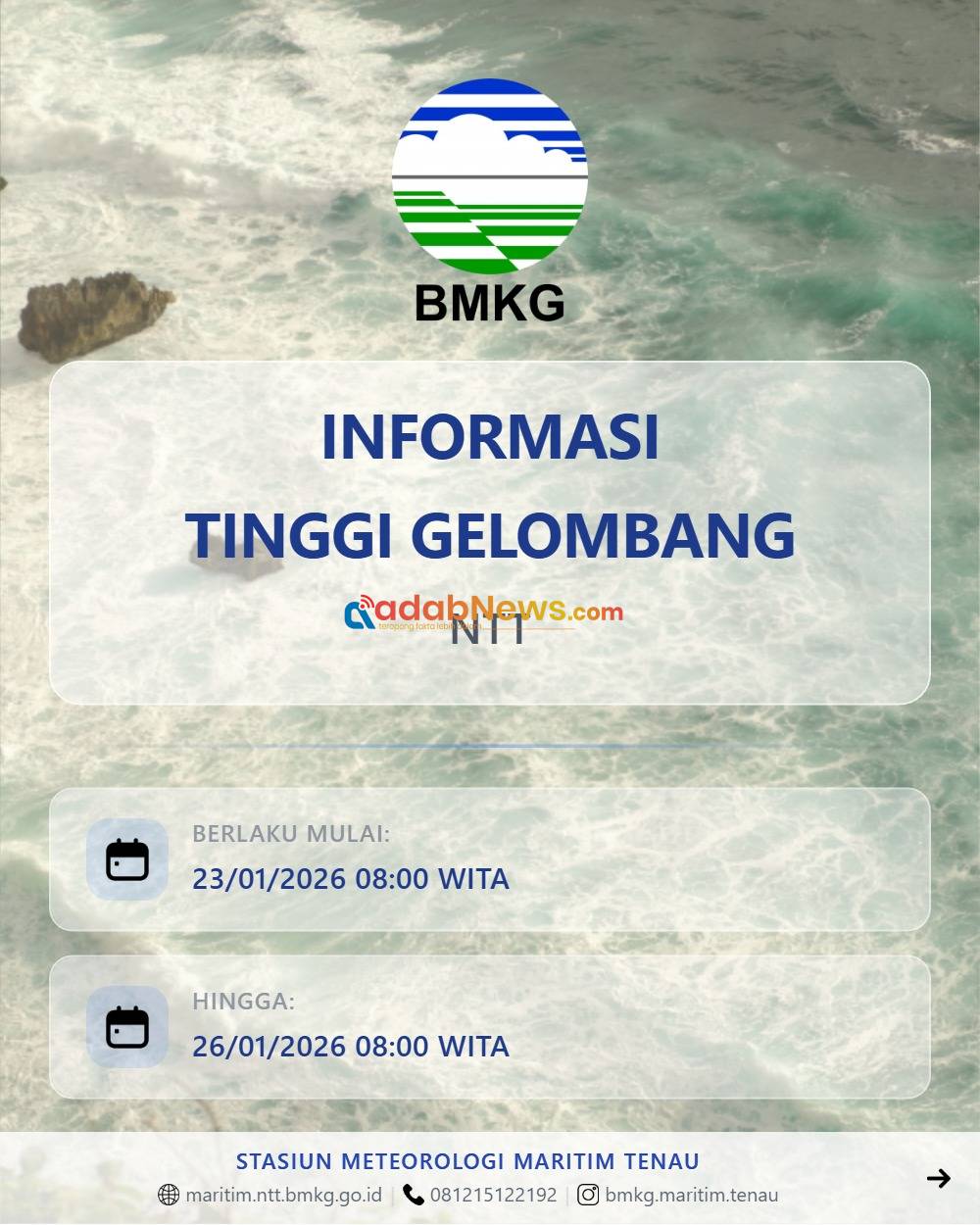 BMKG Keluarkan Peringatan Dini Gelombang Tinggi di Perairan NTT, Waspadai Bibit Siklon Tropis 91S